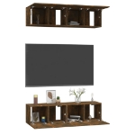 Mobili TV Parete 4 pz Rovere Fumo 60x30x30 cm Legno Multistrato