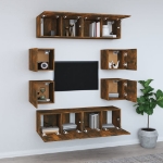 Set Mobili Porta TV 8 pz Rovere Fumo in Legno Multistrato