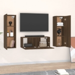 Set Mobili Porta TV 3 pz Rovere Marrone in Legno Multistrato