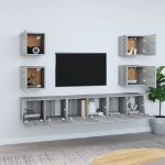 Set di Mobili Porta TV 7 pz Grigio Sonoma in Legno Multistrato