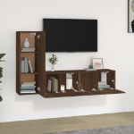 Set Mobili Porta TV 3 pz Rovere Marrone in Legno Multistrato