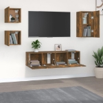 Set di Mobili Porta TV 5 pz Rovere Fumo in Legno Multistrato