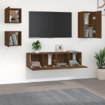 Set Mobili Porta TV 5 pz Rovere Marrone in Legno Multistrato