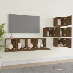 Set di Mobili Porta TV 6 pz Rovere Fumo in Legno Multistrato