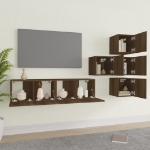 Set Mobili Porta TV 6 pz Rovere Marrone in Legno Multistrato