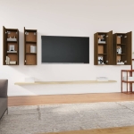 Mobili TV 4 pz Rovere Marrone 30,5x30x90 cm Legno Multistrato