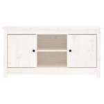 Mobile Porta TV Bianco 103x36,5x52 cm in Legno Massello di Pino