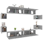 Set Mobili Porta TV 8pz Grigio Sonoma in Legno Multistrato