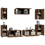 Set Mobili Porta TV 7 pz Rovere Marrone in Legno Multistrato