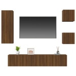 Set Mobili Porta TV 5 pz Rovere Marrone in Legno Multistrato