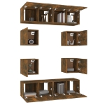 Set Mobili Porta TV 8 pz Rovere Fumo in Legno Multistrato