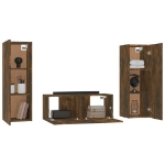 Set Mobili Porta TV 3 pz Rovere Fumo in Legno Multistrato