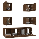 Set Mobili Porta TV 6 pz Rovere Marrone in Legno Multistrato