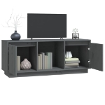 Mobile Porta TV Grigio 110,5x35x44 cm in Legno Massello di Pino