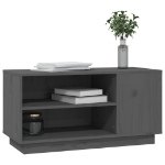 Mobile Porta TV Grigio 80x35x40,5 cm in Legno Massello di Pino