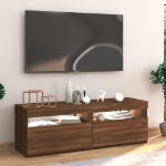 Mobile Porta TV con Luci LED Rovere Marrone 120x35x40 cm