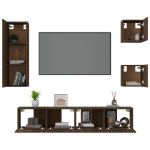 Set Mobili Porta TV 5 pz Rovere Marrone in Legno Multistrato