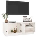 Mobile Porta TV Bianco 105x34x40 cm in Legno Massello di Pino