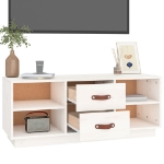 Mobile Porta TV Bianco 100x34x40 cm in Legno Massello di Pino