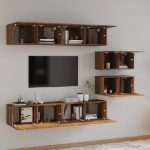 Set Mobili Porta TV 6 pz Rovere Marrone in Legno Multistrato