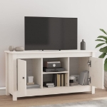 Mobile Porta TV Bianco 103x36,5x52 cm in Legno Massello di Pino