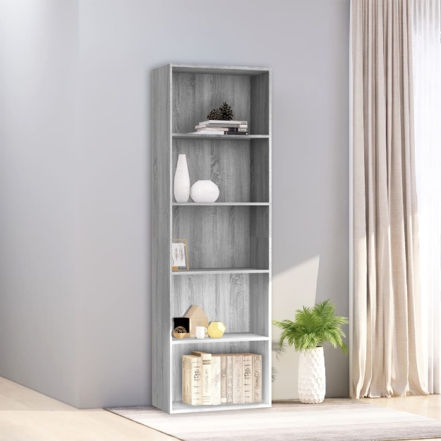 Libreria 5 Ripiani Grigio Sonoma 60x30x189 cm Legno Multistrato