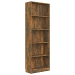 Libreria a 5 Ripiani Rovere Fumo 60x24x175 cm Legno Multistrato