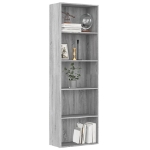 Libreria 5 Ripiani Grigio Sonoma 60x30x189 cm Legno Multistrato