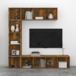 Set Mobili Libreria / Porta TV 3 pz Rovere Fumo 180x30x180 cm