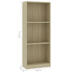 Libreria a 3 Ripiani Rovere Sonoma 40x24x108 cm in Truciolato