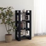 Libreria/Divisorio Nero 80x35x125 cm Legno Massello