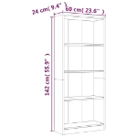 Libreria 4 Ripiani Grigio Sonoma 60x24x142 cm Legno Multistrato