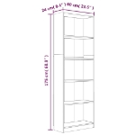 Libreria a 5 Ripiani Rovere Fumo 60x24x175 cm Legno Multistrato