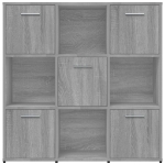 Libreria Grigio Sonoma 90x30x90 cm in Legno Multistrato