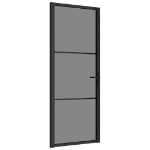 Porta Interna 83x201,5 cm Nero Opaco Vetro ESG e Alluminio