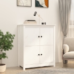 Credenza Bianca 83x41,5x100 cm in Legno Massello di Pino