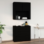 Mobile a Parete Nero 80x33x80 cm in Legno Multistrato