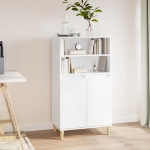 Credenza Bianco Lucido 60x36x110 cm in Legno Multistrato