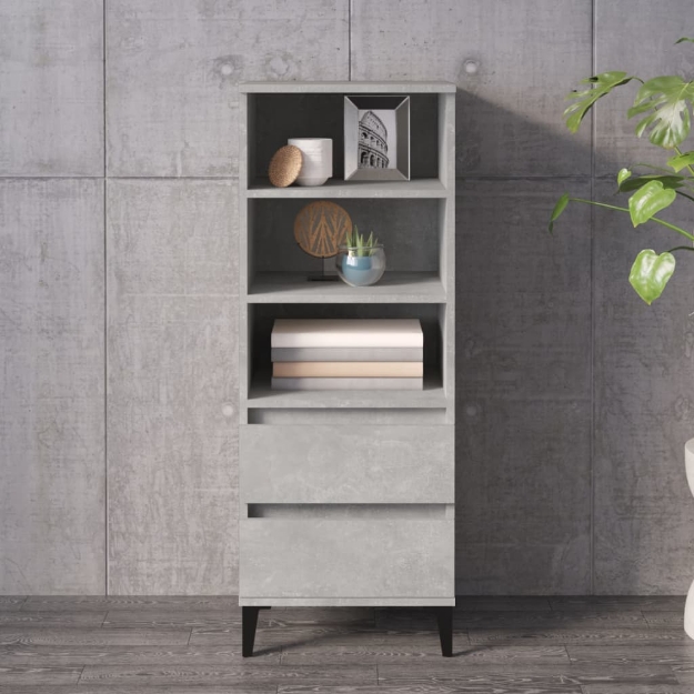 Credenza Grigio Cemento 40x36x110 cm in Legno Multistrato