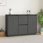 Credenza Grigia 111x34x75 cm in Legno Massello di Pino