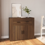 Credenza Rovere Marrone 80x33x70 cm in Legno Multistrato