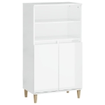 Credenza Bianco Lucido 60x36x110 cm in Legno Multistrato