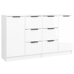 Credenze 2 pz Bianco Lucido 60x30x70 cm in Legno Multistrato