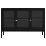 Credenza Nera 105x35x70 cm in Acciaio e Vetro