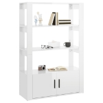 Credenza Bianco Lucido 80x30x119,5 cm in Legno Multistrato