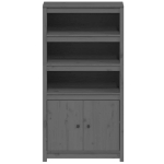 Credenza Grigio 80x35x154 cm in Legno Massello di Pino