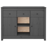 Credenza Grigia 100x35x74,5 cm in Legno Massello di Pino