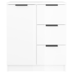 Credenze 2 pz Bianco Lucido 60x30x70 cm in Legno Multistrato