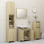 Set Mobili da Bagno 3 pz Rovere Sonoma in Truciolato