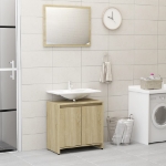 Set Mobili da Bagno 3 pz Rovere Sonoma in Truciolato